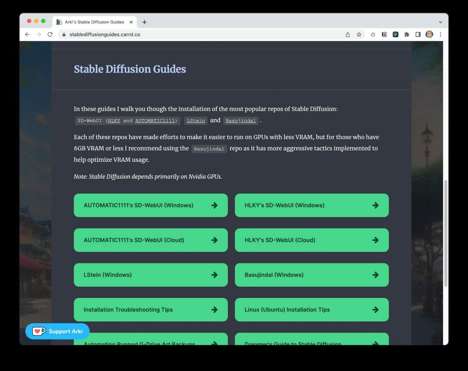 Stable Diffusion Installation guides